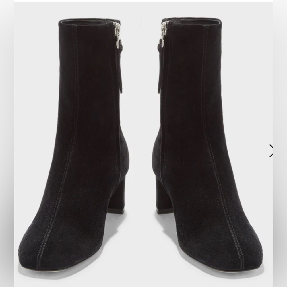 AEYDE BLACK SUEDE ANKLE BOOTIES ZIP BLOCK HEEL NEW EU 40 US 9 $495 - Picture 9 of 11